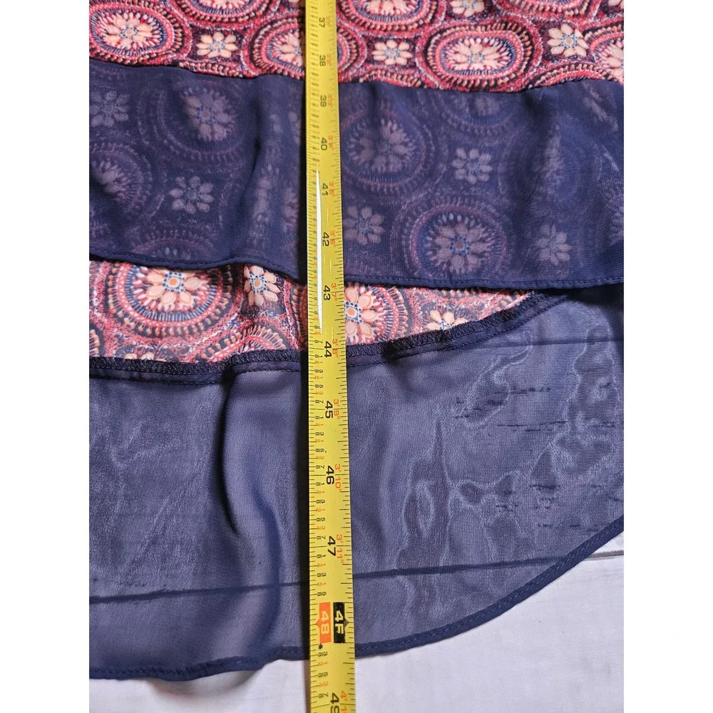 Lane Bryant Womens Red Navy Medallion Print Chiffon Maxi Dress 14/16‎ Lined Boho